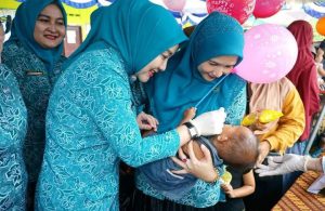 Pj. Ketua TP PKK Langkat Serahkan 100 Paket Sembako Bantuan Presiden RI di Kec. Tanjung Pura
