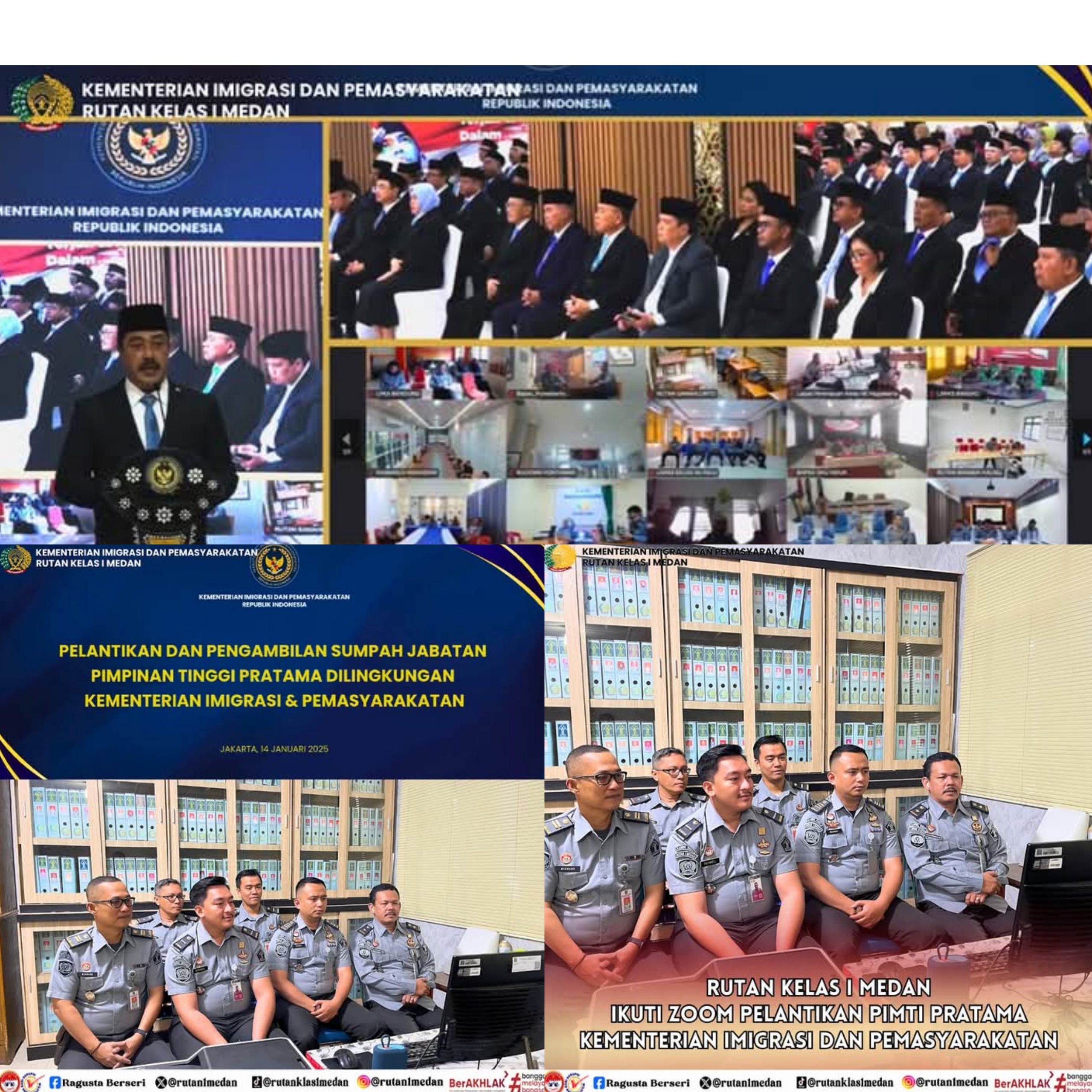 Rutan Medan Ikuti Zoom Pelantikan Pimti Pratama Kementerian Imigrasi dan Pemasyarakatan