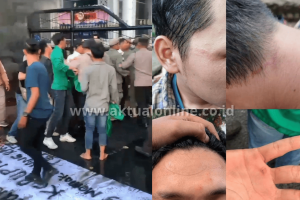 Unjuk Rasa RUU Perampasan Aset Mahasiswa UINSU Ricuh di DPRD Sumut