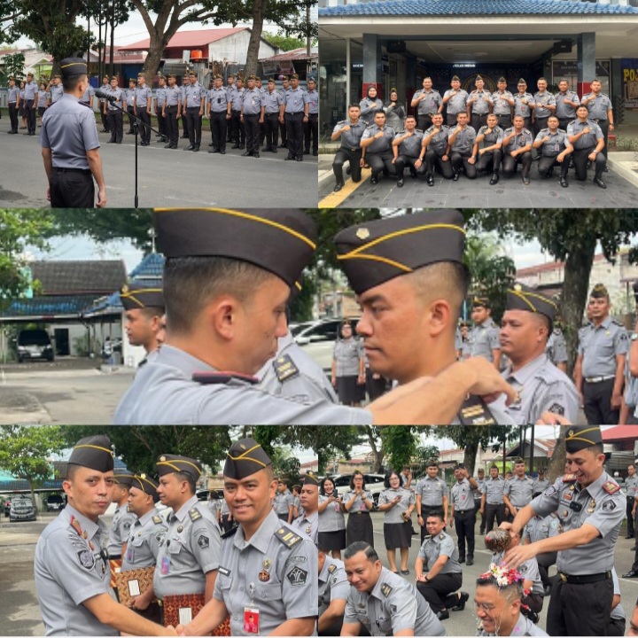Rutan Kelas I Medan Gelar Apel Penyematan Tanda Pangkat dan Pelepasan Pegawai Purna Tugas