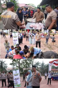 Kapolres Langkat Serahkan 12 Ekor Sapi dan 5 Ekor Kambing Hewan Kurban di Momen Idul Adha 1446 H