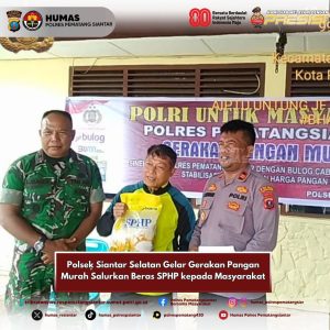 Polsek Siantar Selatan Gelar Gerakan Pangan Murah Salurkan Beras SPHP kepada Masyarakat