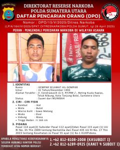 Polda Sumut Tetapkan Gempar Selamat Alias Gompar sebagai Tersangka Narkotika, Kini Buron dan Masuk DPO
