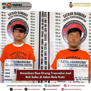 Sat Resnarkoba Polres Pematangsiantar Amankan 2 Pelaku Transaksi Jual Beli Sabu di Jalan Bola Kaki