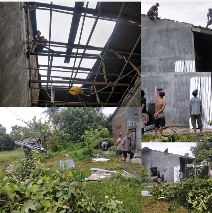 Hujan Disertai Angin Kencang Terbangkan Atap Rumah Warga dan Tumbangkan Pohon