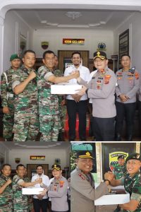 di HUT TNI Ke-80, Polres Langkat Berikan Kue Ulang Tahun Secara Serentak Kepada TNI