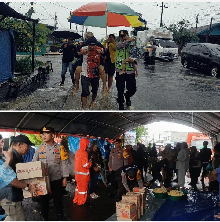 Hujan Deras Guyur Binjai dan Sekitar, Polres Binjai Hadir Beri Bantuan