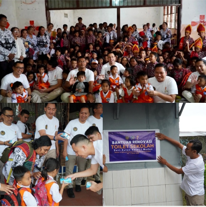 Imipas Peduli, Rutan Kelas I Medan Salurkan Bantuan Renovasi Toilet dan Susu untuk Siswa SD dan SMP Taruna Karya