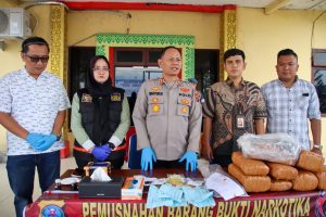 Polres Pelabuhan Belawan Musnahkan Barang Bukti Narkotika Hasil Tangkapan Sat Narkoba
