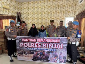 Polres Binjai Salurkan Bantuan Kemanusiaan Korban Banjir Langkat