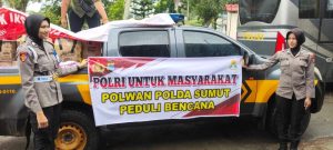Polwan Polda Sumut Salurkan Bantuan Sosial kepada Korban Banjir di Pangkalan Brandan