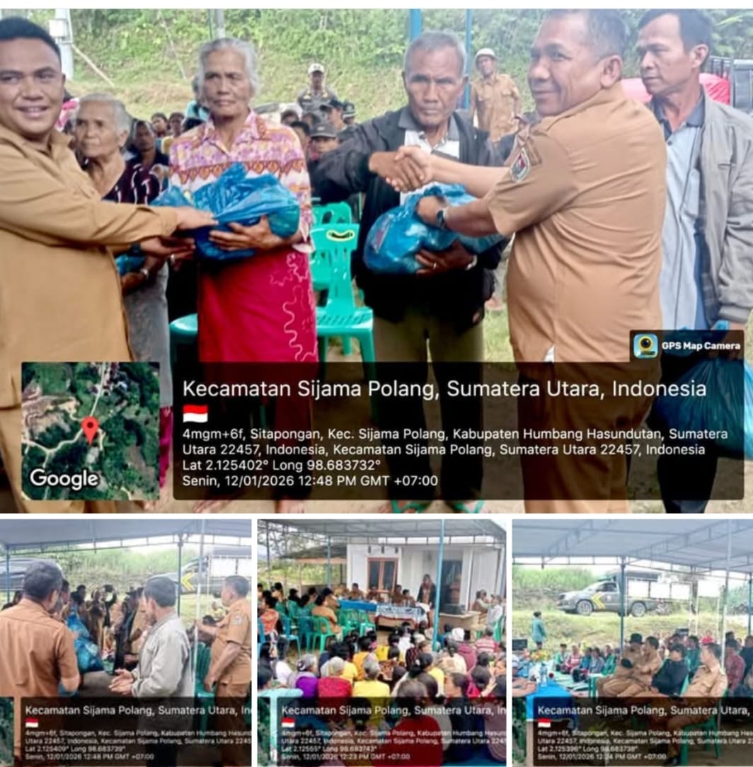 Pemkab Humbang Hasundutan Serahkan Bantuan Sembako kepada Masyarakat Terdampak Bencana di Kecamatan Sijamapolang