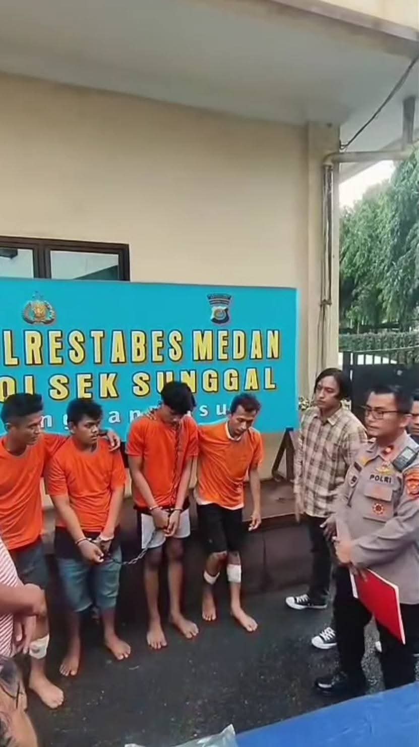 Residivis Curanmor Specialis Rumah Ibadah Ditembak Polsek Sunggal, 4 Pelaku Diringkus