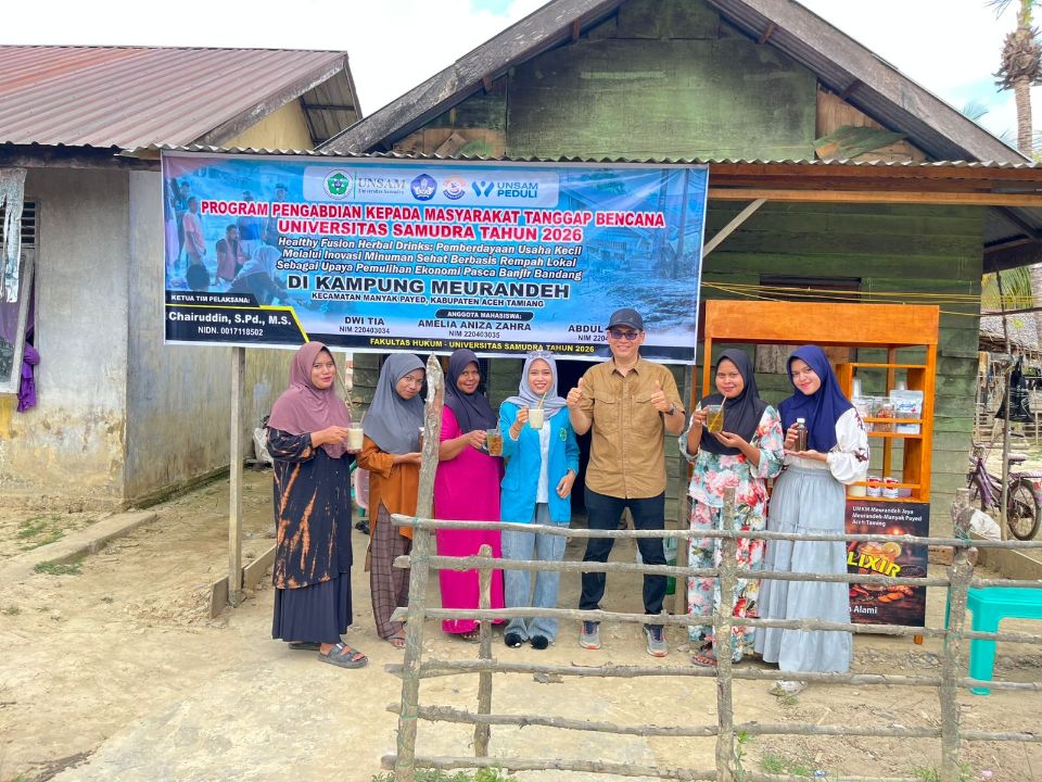 PKM Tanggap Bencana Universitas Samudra Dokrak Ekonomi melalui Pemberdayaan warga Lewat Inovasi Minuman Herbal