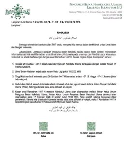 Kamis, Awal Puasa 1 Ramadhan 1447 H