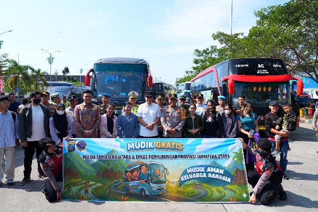 Program Mudik Gratis Presisi 2026,Polda Sumut Berangkatkan 192 Pemudik