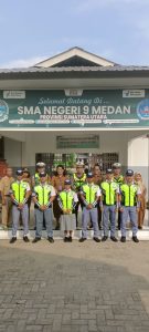 Sat Lantas Polres Pelabuhan Belawan Latih PKS di SMA Negeri 9 Medan