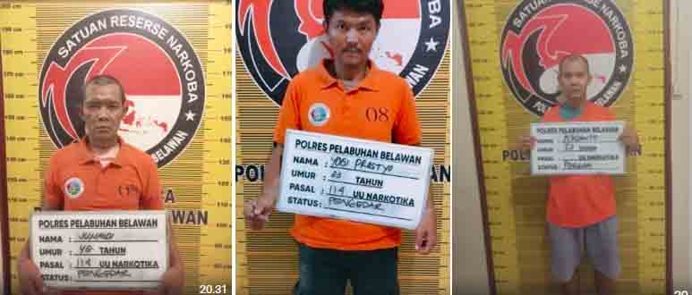 Dalam 1 Malam, Sat Narkoba Polres Pelabuhan Belawan Grebek 2 Lokasi Narkoba, 3 Pelaku Ditangkap