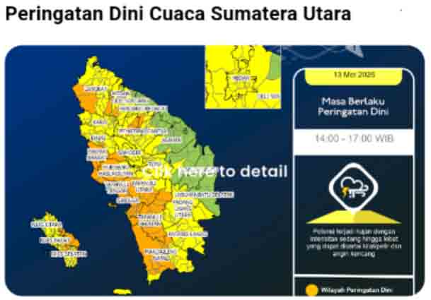 BBMKG Wilayah I Sumut : Sepekan Kedepan Hujan Masih Berpotensi Tejadi