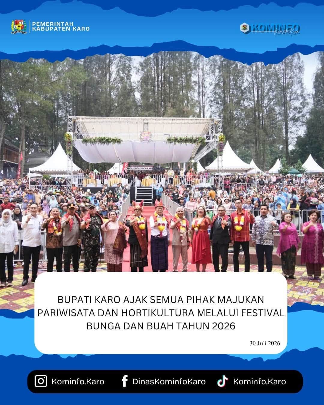 Bupati Karo Ajak Semua Pihak Majukan Pariwisata dan Hortikultura melalui Festival Bunga dan Buah Tahun 2026
