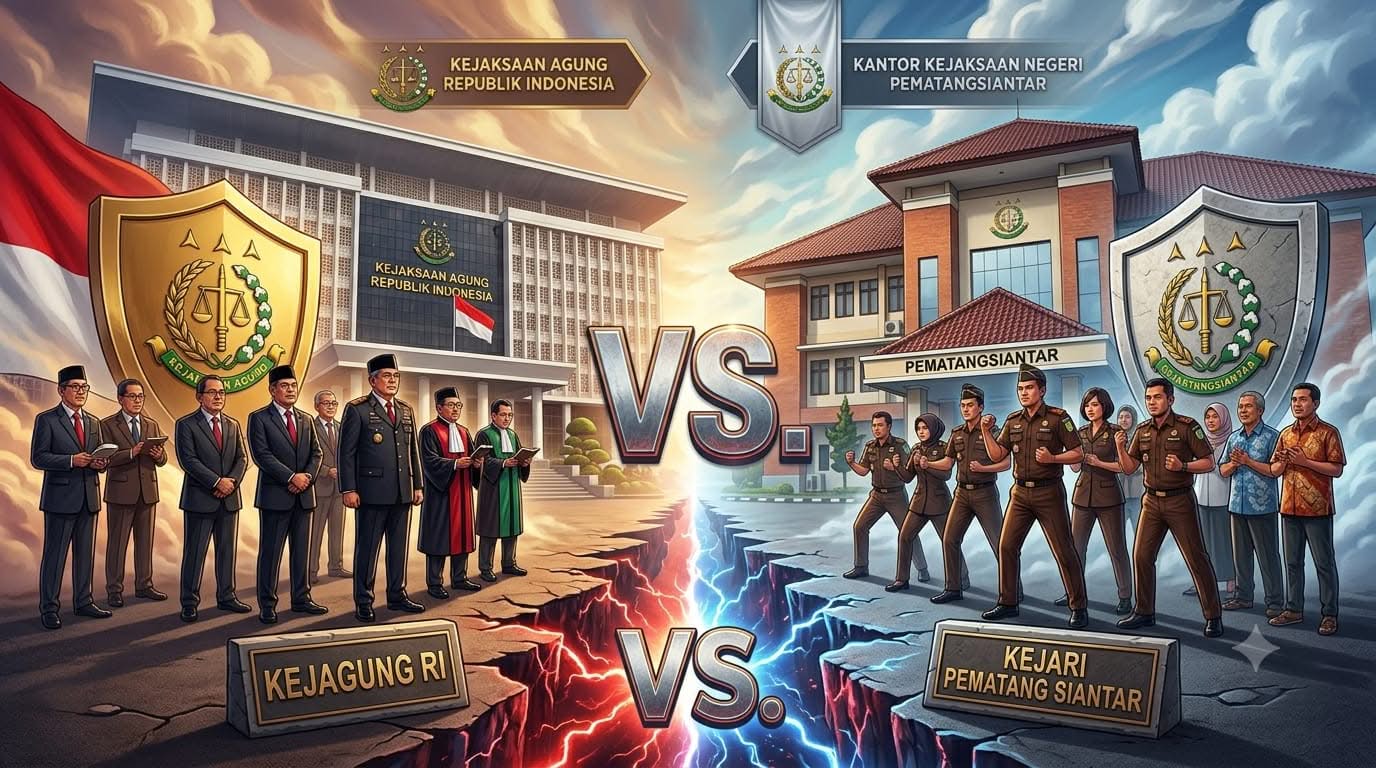 Ilustrasi Kejagung Vs Kejati Pematang Siantar. (Grafis: Tim Produksi Aktual Online)