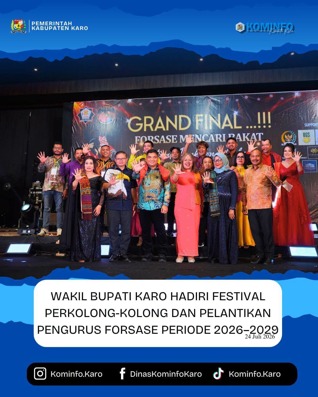 Wakil Bupati Karo Hadiri Festival Perkolong-kolong dan Pelantikan Pengurus Forsase Periode 2026–2029