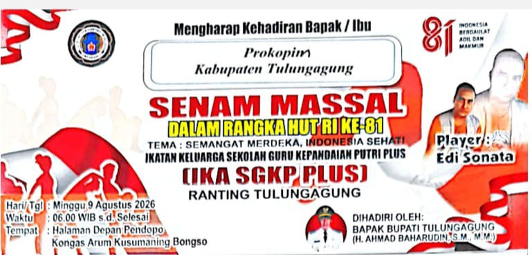 Klarifikasi Kabag Prokopim Setda Kabupaten Tulungagung : Senam Massal di Pendopo Bukan Kegiatan Pemkab, Pungutan Rp 5.000 Tak Diketahui Pemerintah Daerah
