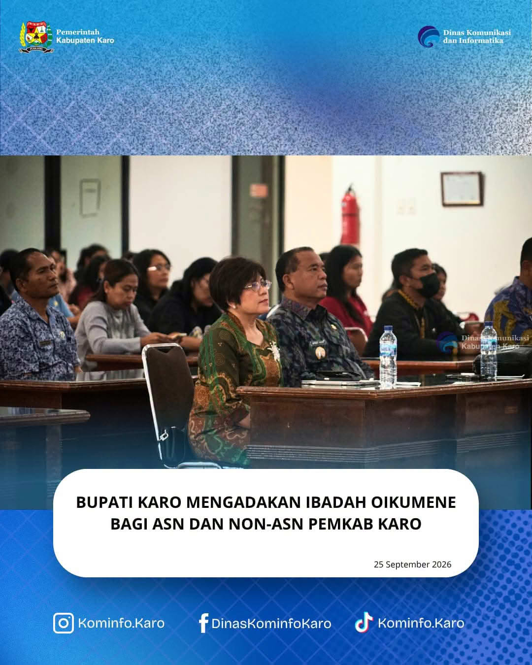 Bupati Karo Mengadakan Ibadah Oikumene bagi ASN dan Non-ASN Pemkab Karo