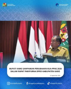 Bupati Karo Sampaikan Perubahan KUA-PPAS 2026 Dalam Rapat Paripurna DPRD Kabupaten Karo