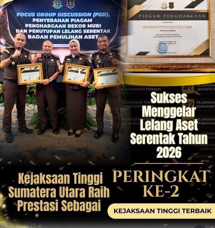 Sukses Gelar Lelang Aset Serentak 2026, Keatisu Raih Juara Ke-2 Kejati Terbaik 
