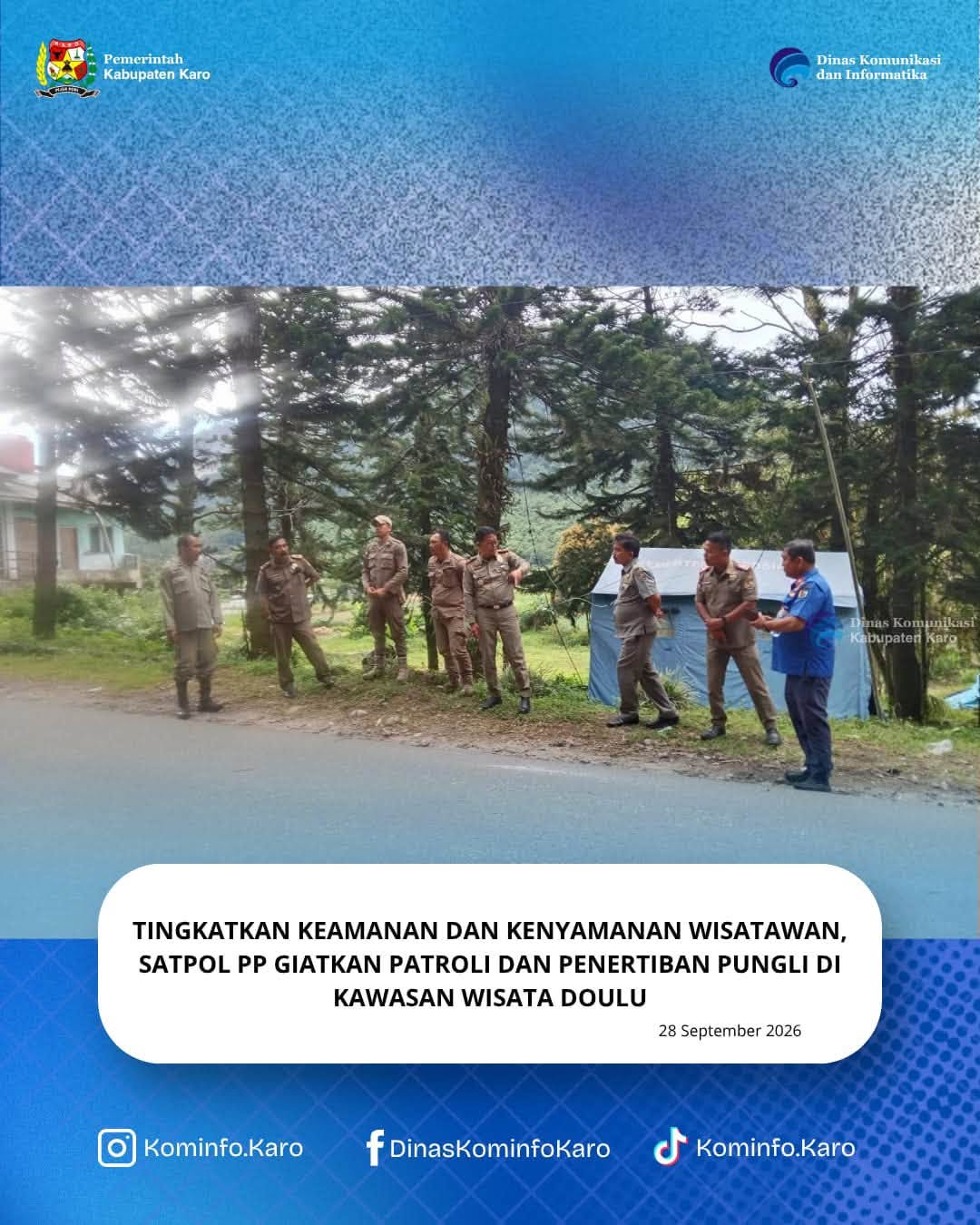 Tingkatkan Keamanan dan Kenyamanan Wisatawan, Satpol PP Karo Giatkan Patroli dan Penertiban Pungli di Kawasan Wisata Semangat Gunung