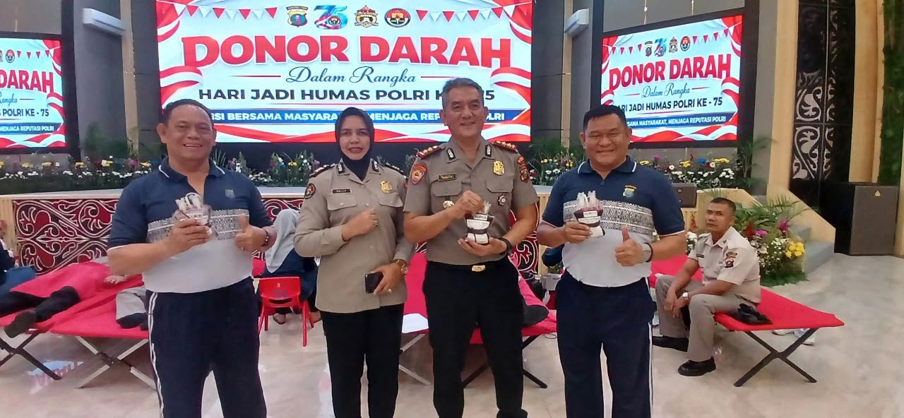 HUT ke-75 Humas Polri, Polda Sumut Tebar Kepedulian Lewat Aksi Donor Darah