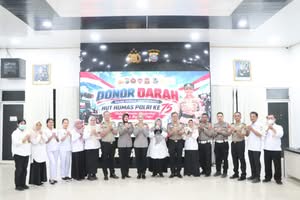 Sambut HUT Humas Polri ke-75, Polres Sergai Gelar Donor Darah